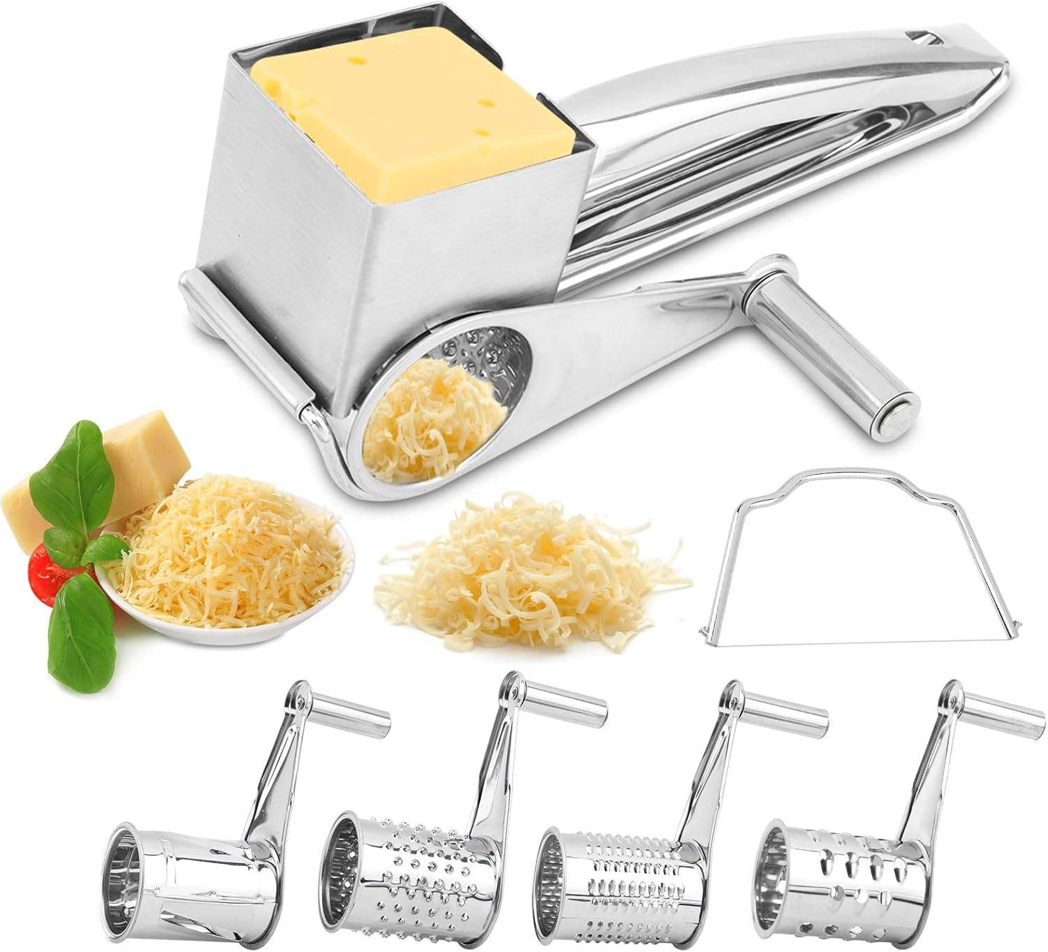 4 in 1 Rotary Cheese Grater, Parmesan Cheese Grater, Cheese