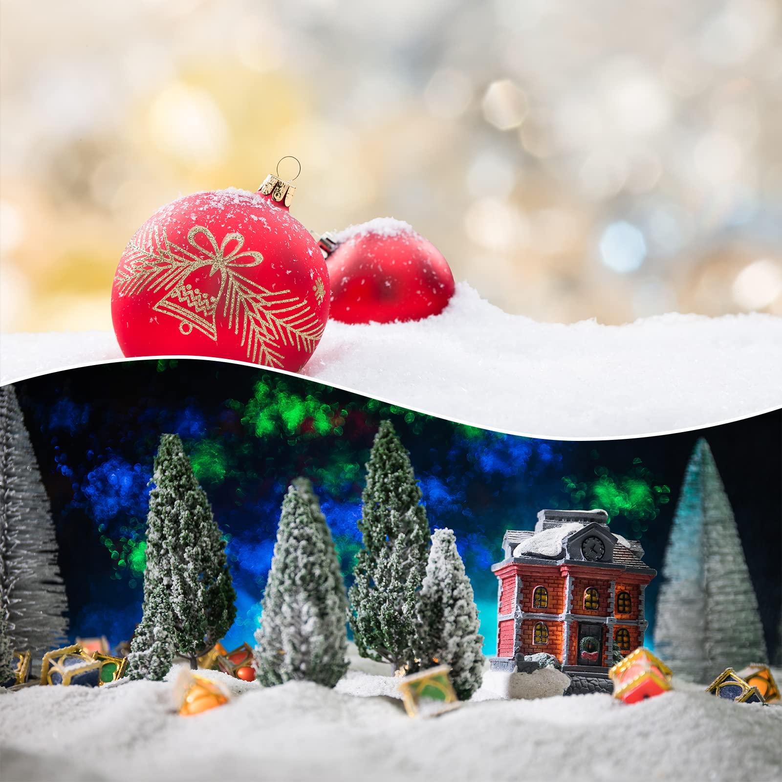 Fausse neige de Noël pour loisirs créatifs, village de neige artificielle – Poudre de plastique artificielle pour décoration d'arbre de Noël, village d'hiver, fournitures (800 g, blanc)