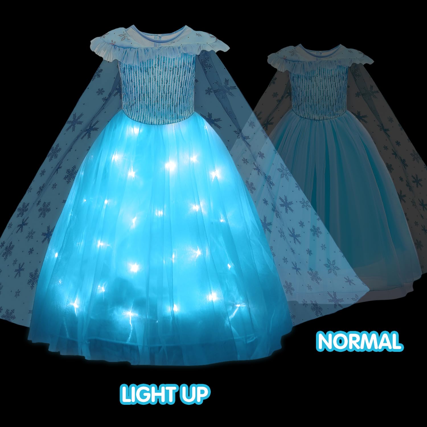 UPORPOR Princess Dress Halloween Costume for Girls Princess Dress Up Clothes with Cape for Toddler, Blue