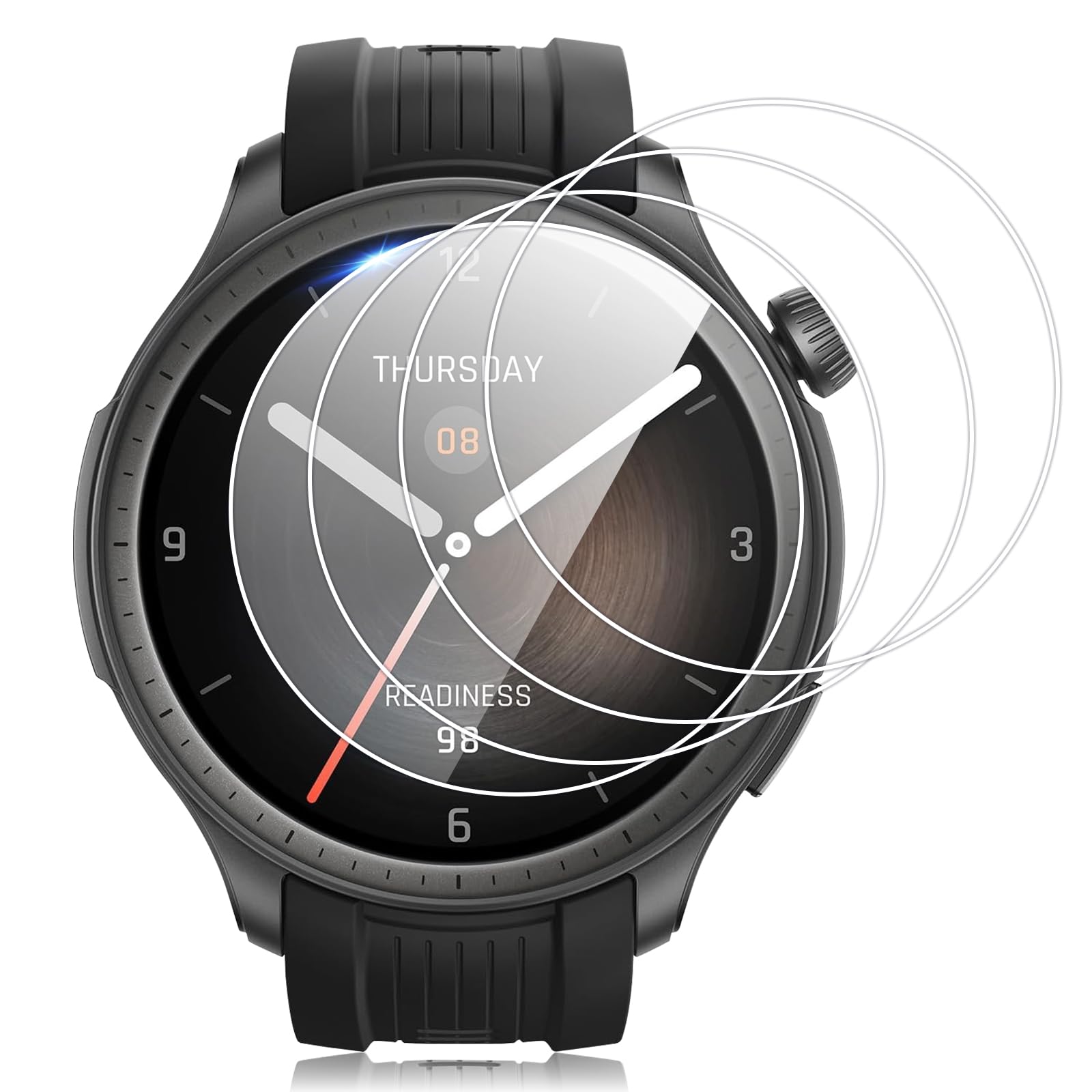 Vauki 4 Piezas Protector Pantalla para Amazfit Balance Cristal Templado,9H Dureza HD Transparente Ultra Resistent Antiarañazos Sin Burbujas Vidrio Templado Película
