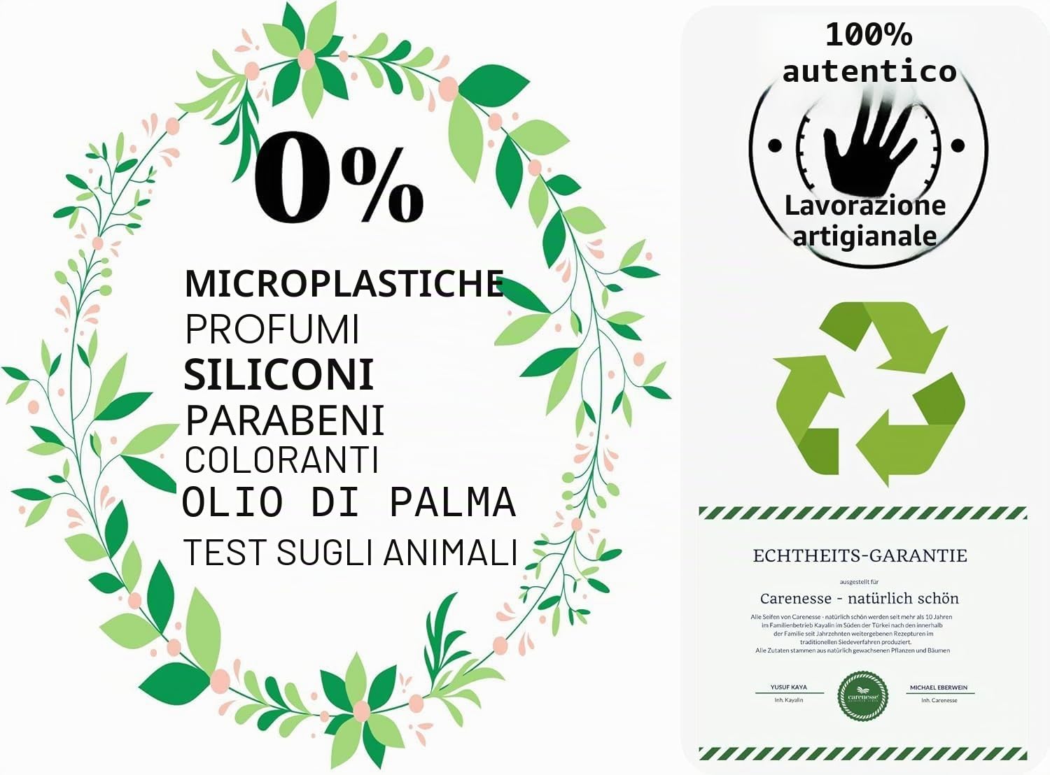 Carenesse Original Sapone di Aleppo 2 X 200 g, 60% di Olio d' oliva e 40% di Alloro, sapone naturale in realizzato a mano secondo tradizione vecchio ricetta e maturazione lungo tempo