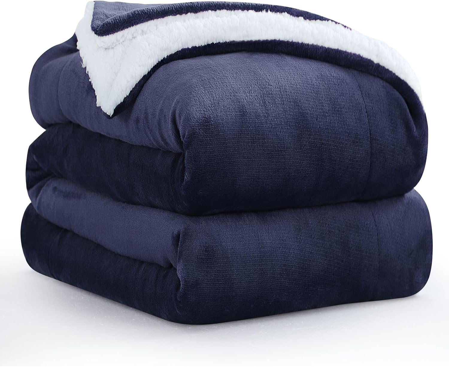 Aisbo Sherpa Fleece Blanket Large Throws Thick Warm Soft Navy Blue