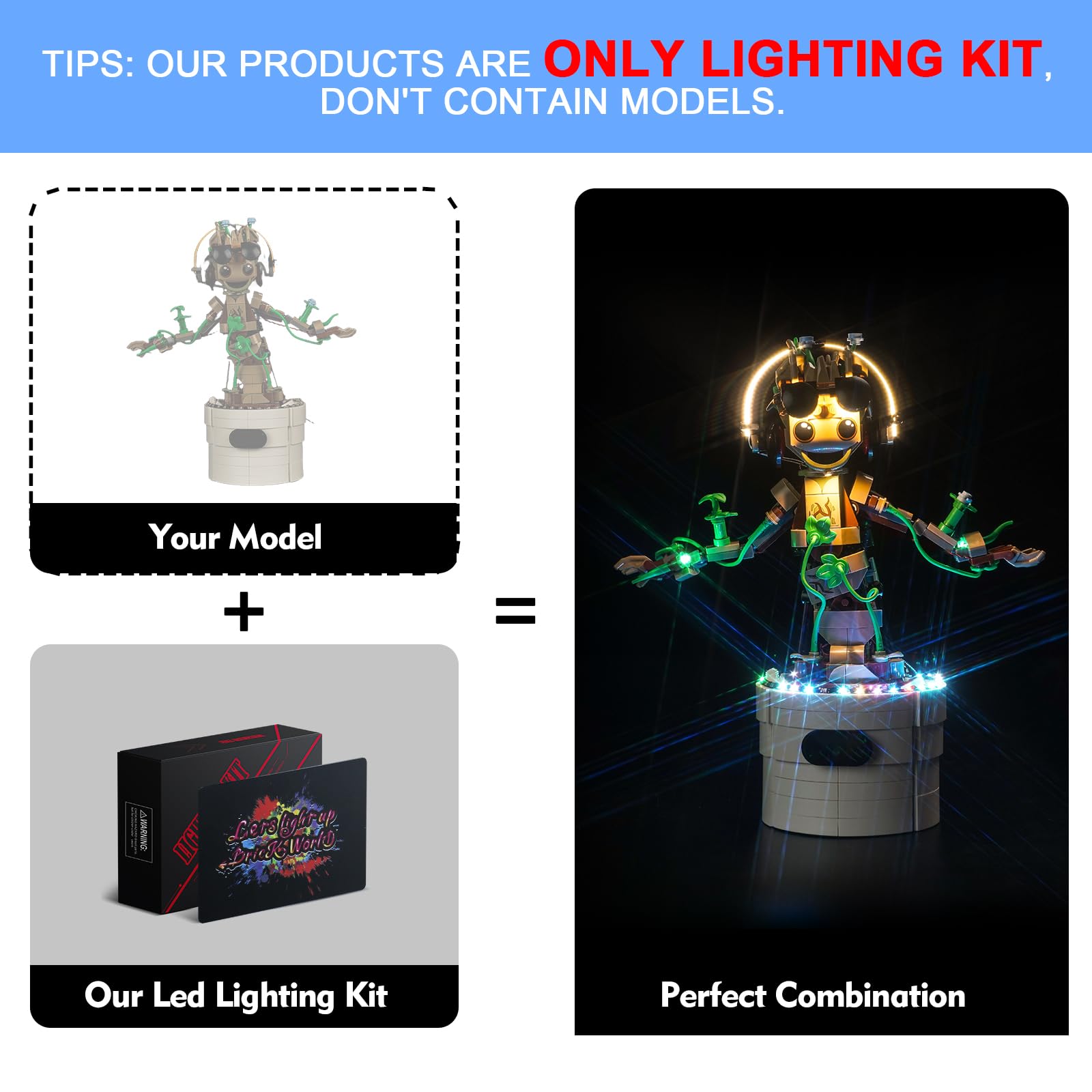 LocoLee Led Light Set Compatible with Lego Dancing Groot Led Decoration Lighting Kit Compatible with Lego 76297 Building Blocks Model,Only Lights Set,No Model (Music Version) - Image 2