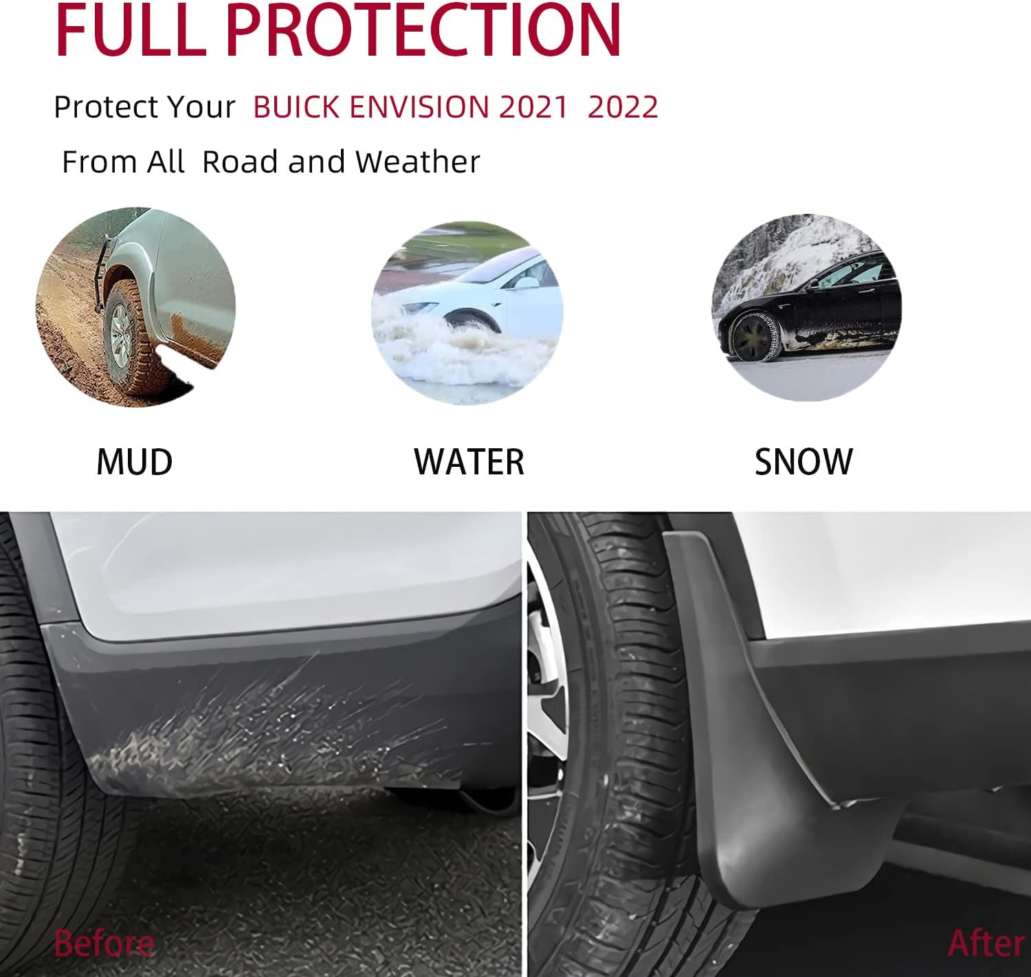 Mud Flaps Kit for 2021 2022 Envision Accessories Mud Splash Guard Mud Flap Front and Rear 4pcs