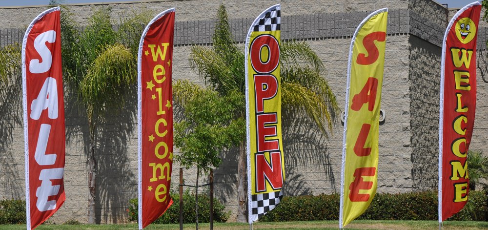Sale (Star/Stripes) 15ft Feather Banner Swooper Flag Kit with Ground Stake, Outdoor Sign