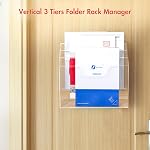 BEYGORM Porte dossier acrylique, 3 Tieres Clear Wall suspension Magazine rack, bureau Grand support de fichiers à niveaux verticaux pour bureau et maison, stockage de fichiers droit pour bureau