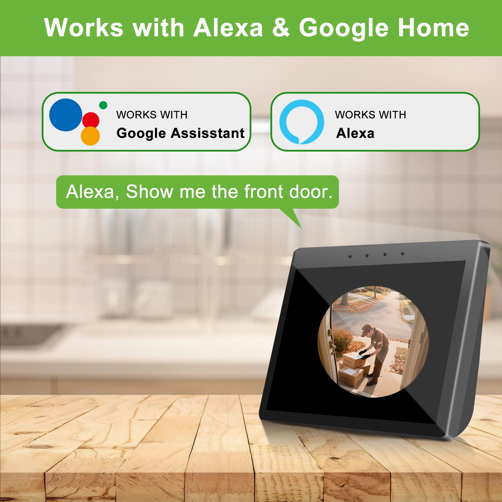 Videocitofono wireless con campanello, vista dalla testa ai piedi, 2K HD, Smart WiFi, campanello con fotocamera, funzionamento a batteria, rilevamento del movimento, visione notturna, supporto audio a