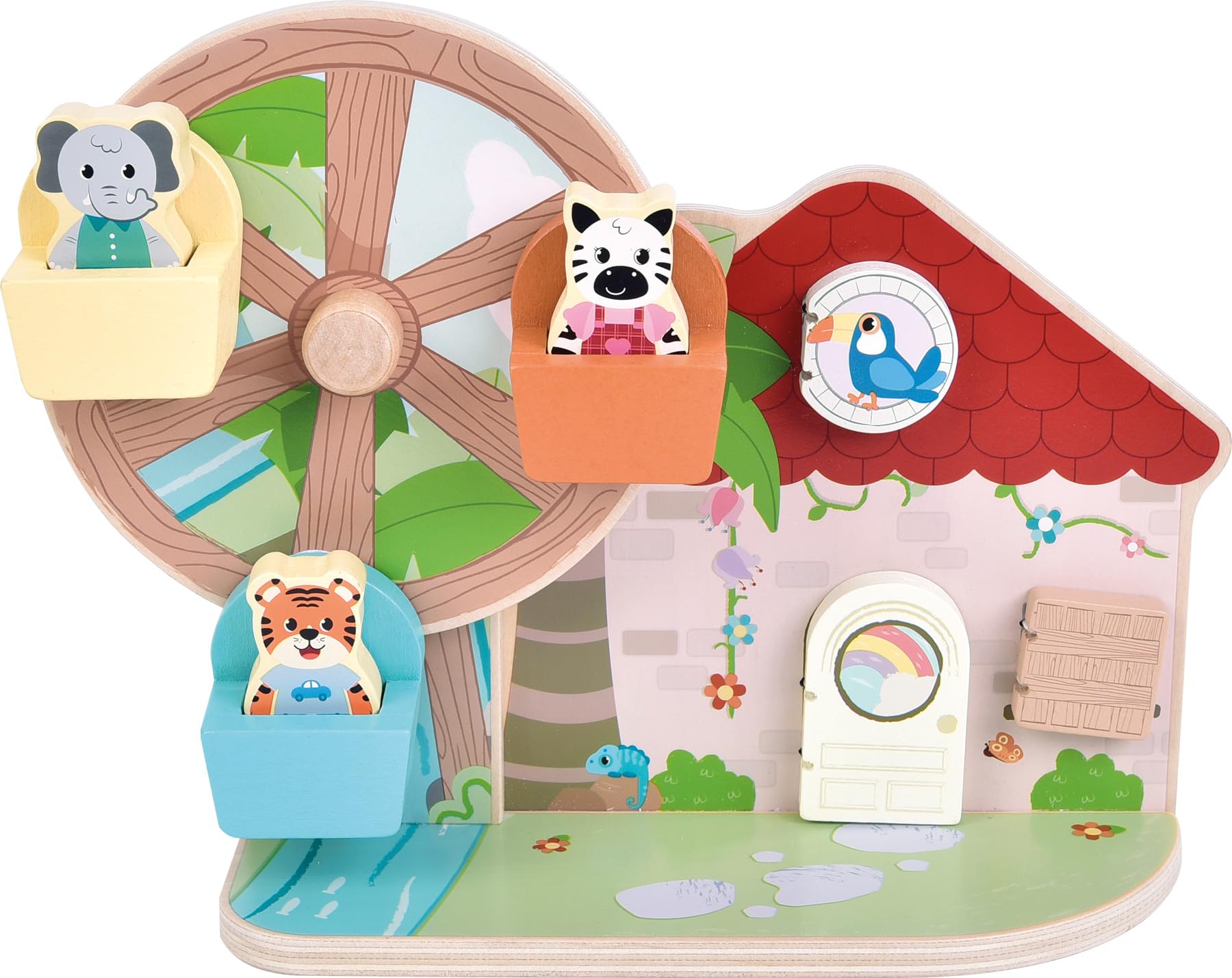 Small Foot Juguete de motricidad Noria Jungle Friends, FSC® 100%, con Figuras de Animales, Desde 12 Meses, 12764