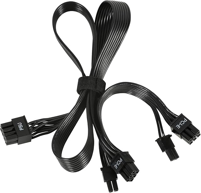 HABAGOU PCIE Cable for Corsair, 65cm PSU 8 Pin to Dual 6+2 Pin PCIE Power Cable for Thermaltake, Male to Male GPU Cable for ARESGAME Modular Power Supply (65cm+15cm)