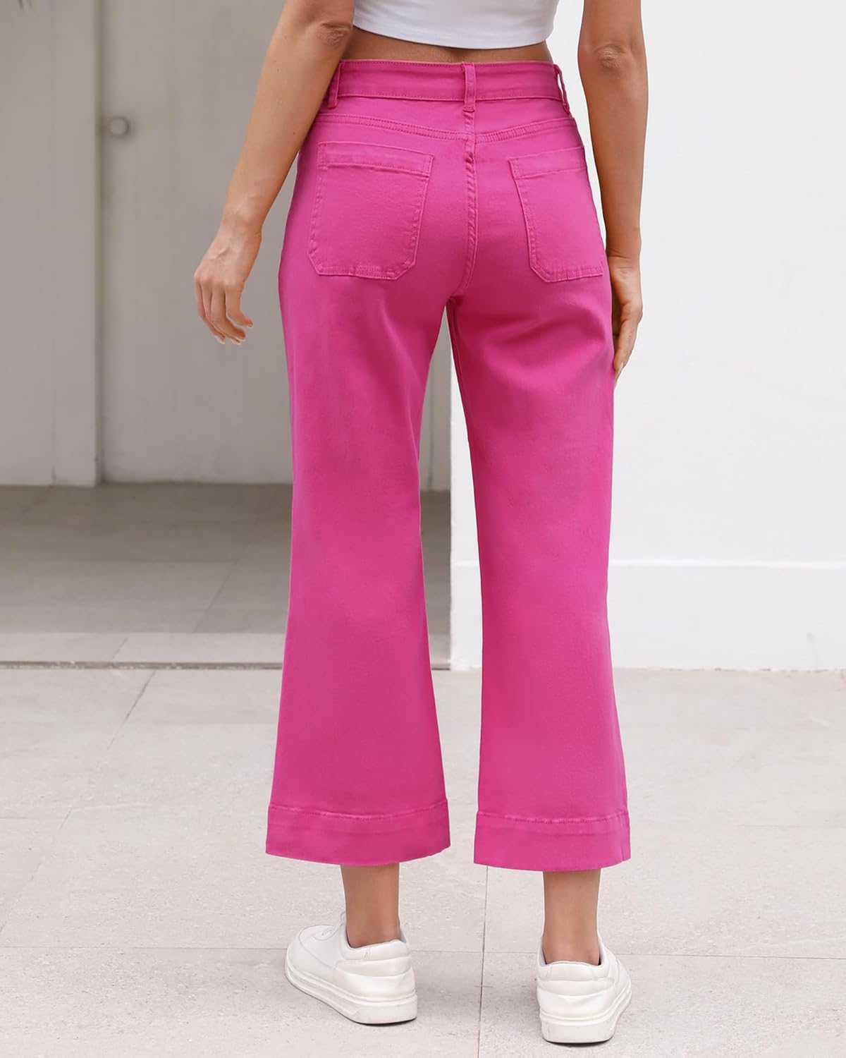 Vetinee Wide Leg Jeans for Women High Waisted Trendy Front Patch Pocket Flare Cropped Jeans Stretchy Denim Jean Pants - Image 2