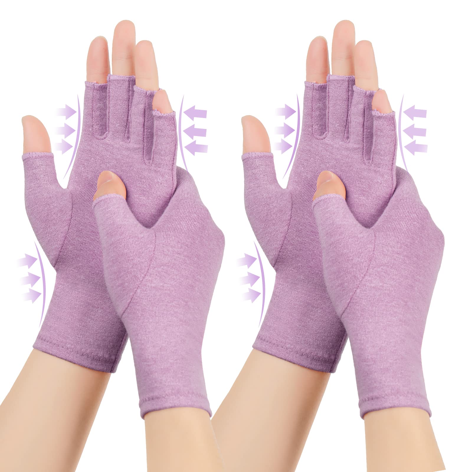 Arthritis Compression Gloves - 2 Pairs, Relieve Arthritis, Carpal Tunnel Pain, Warm Moisture Absorption - Medium (2Pair） - Purple