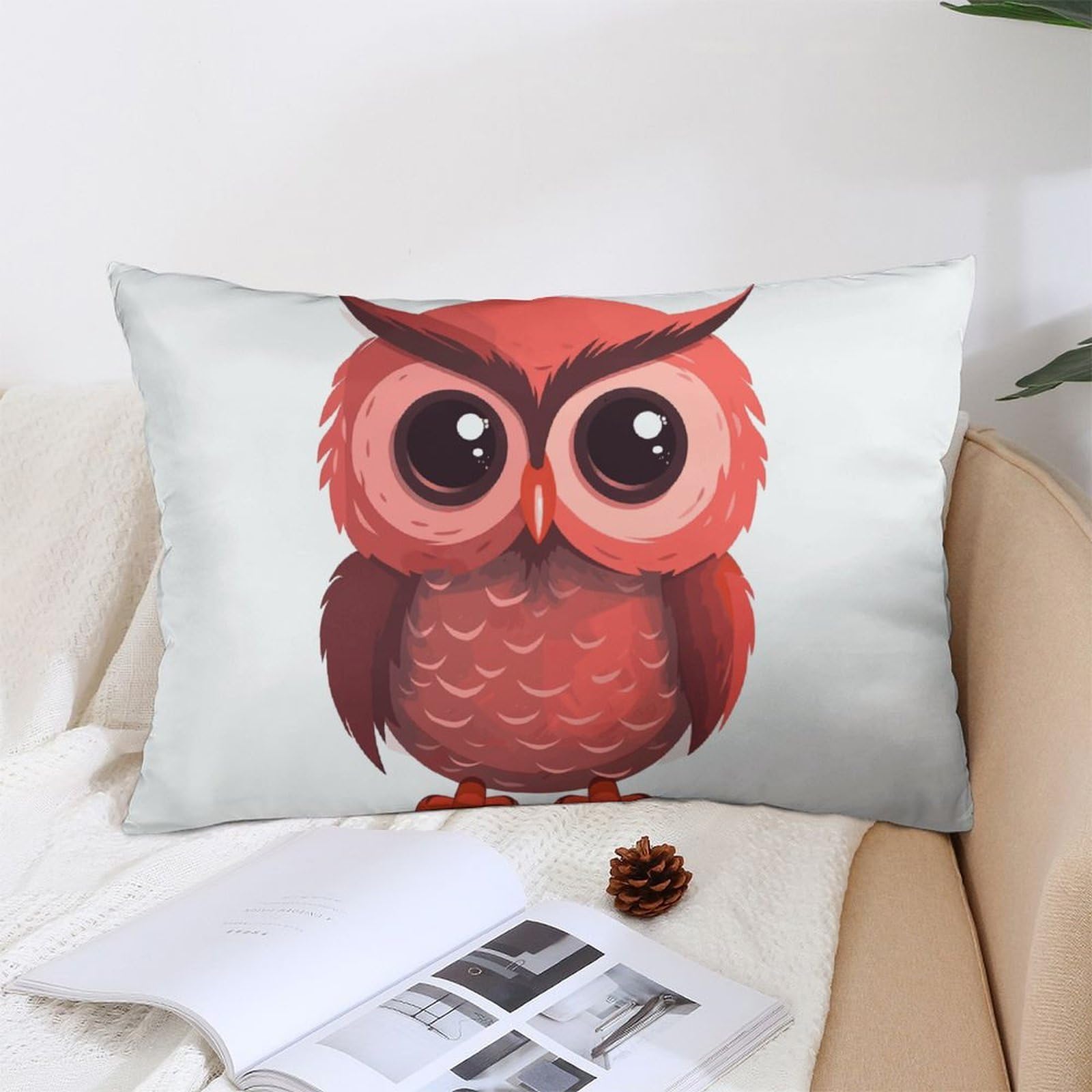 NTVOWPZO Decoration Throw Pillow Covers 12 "x20 Pillowcases Covers Cute Red Owl Soft Pillowcases Modern Farmhouse Home Decor Sofa Cushions Covers for Couch Bed Living Room