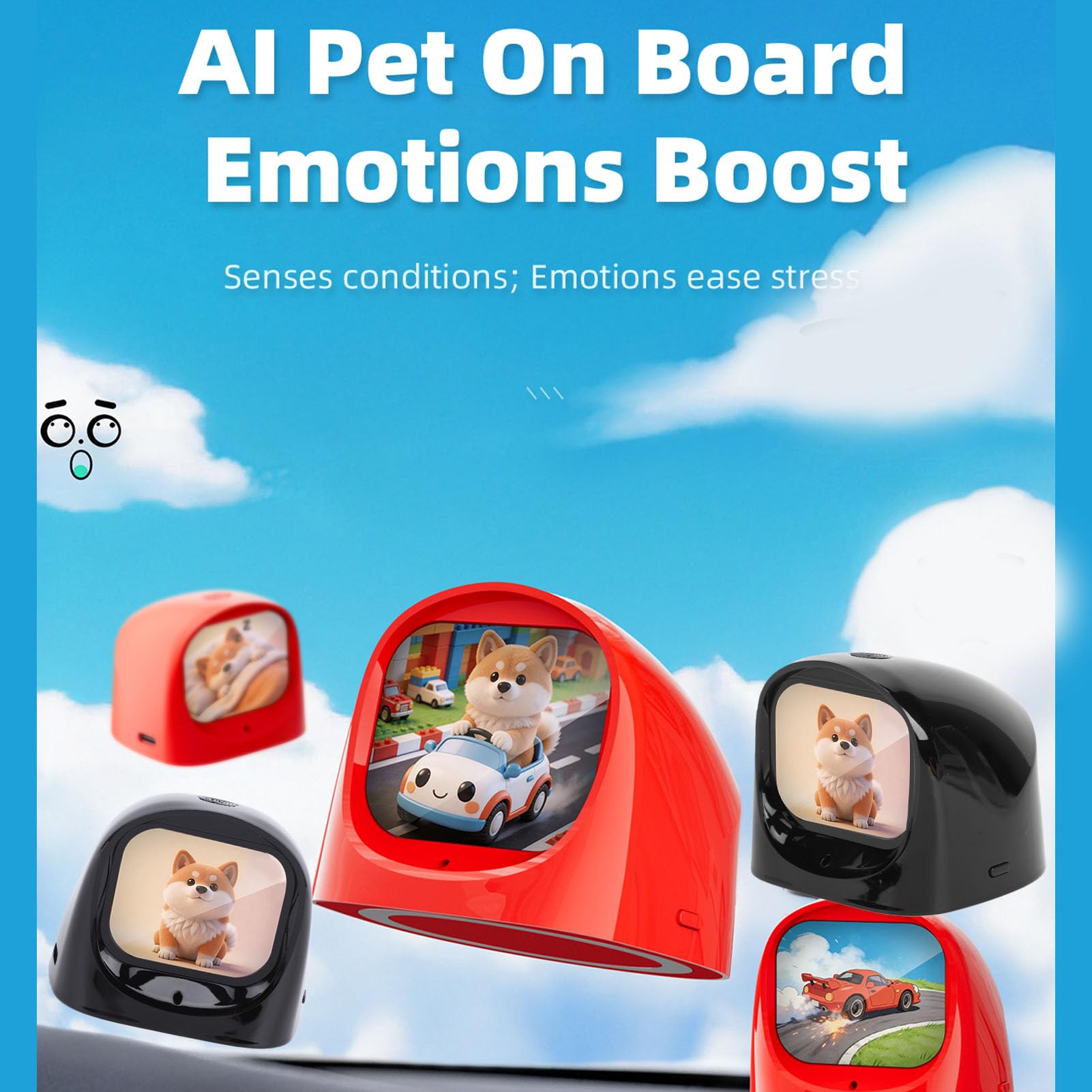 Dpofirs Robot da Cruscotto per Auto, Compagno di Animali Elettronico Intelligente AI con Supporto Magnetico per Intrattenimento di Guida per Bambini e Famiglie (BLACK)