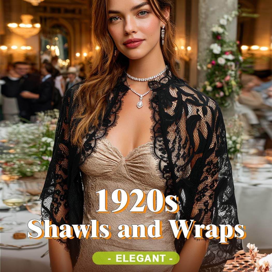 JAKAWIN Lace Capelets Wedding Shawl Wrap Formal Dressy Bridal Bolero Shrug for Women