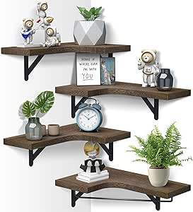 Fixwal Estantes Flotantes De Pared Para Decoración De Habitación, 4 Juegos De Estantes Flotantes Para Almacenamiento De Pared, Estante De Pared De Madera Para Decoración De Dormitorio, Almacenamiento