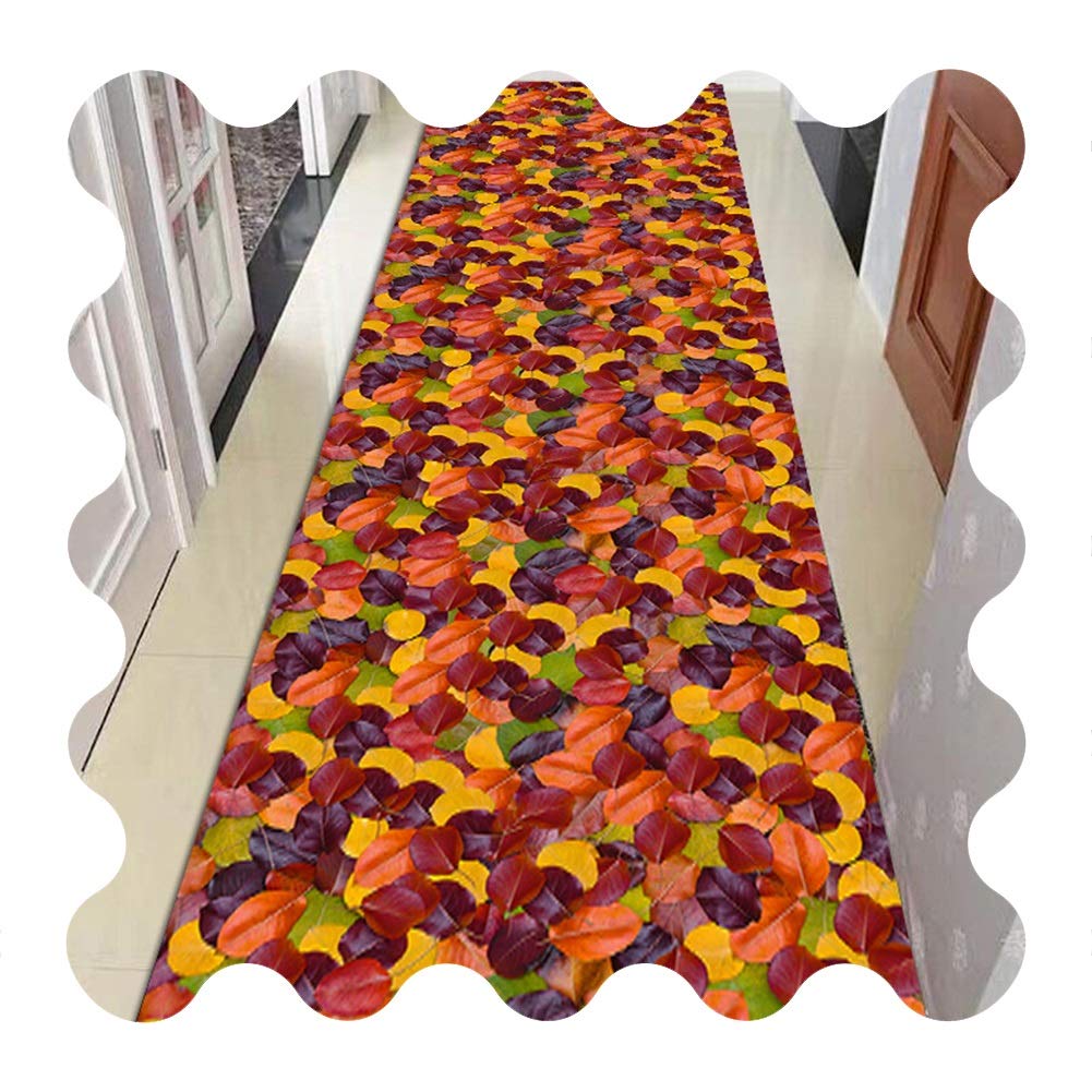Tapis de sol super long motif feuille 3D jaune pour couloir