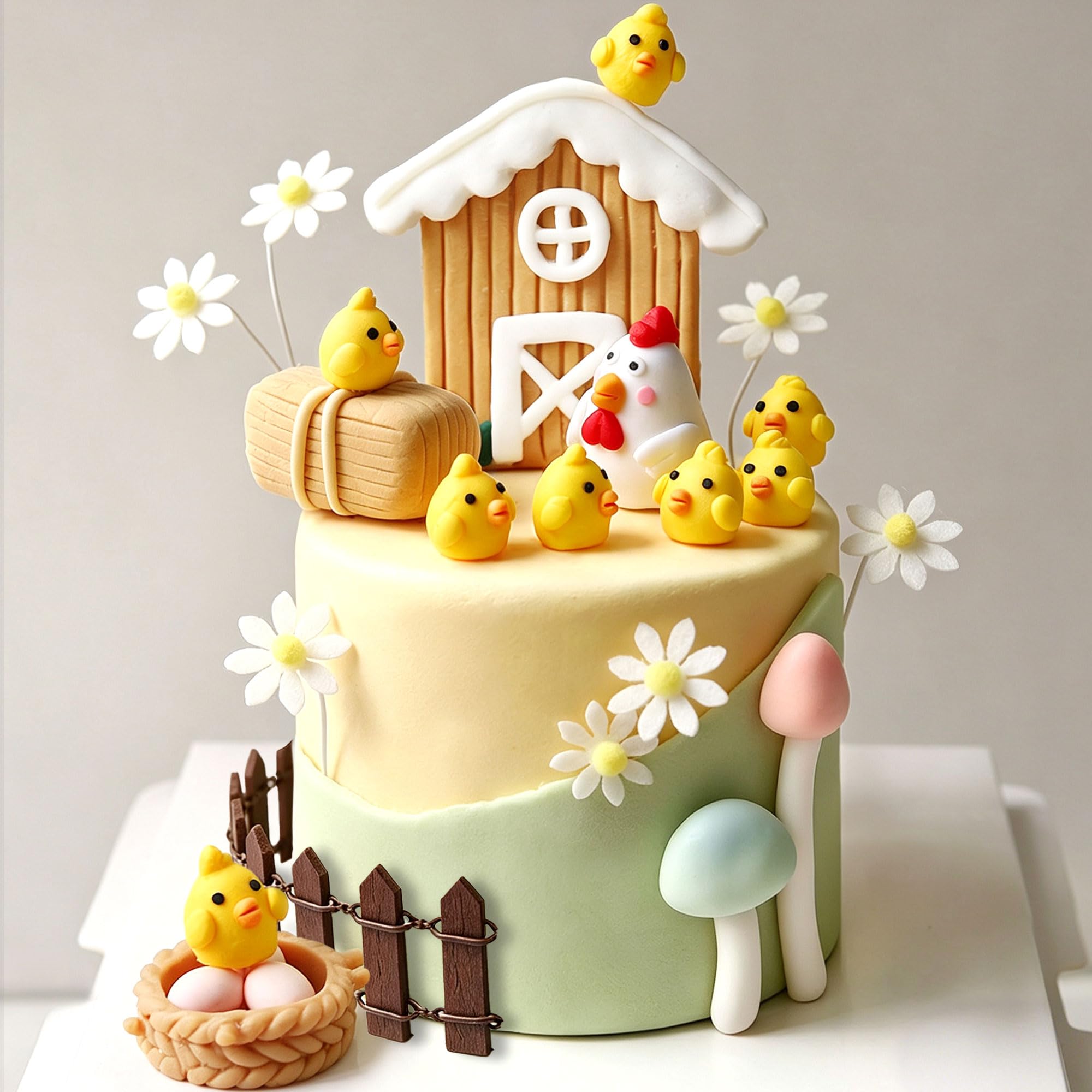 Farm Animal Cake Decoration Chicken Farm Animal Birthday Decoration