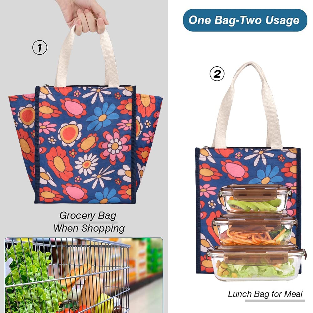 iknoe Insulated Lunch Bag for Women 9L Sturdy Wide-Open Foldable & Portable Lunch Tote with Interior Pockets - Image 3