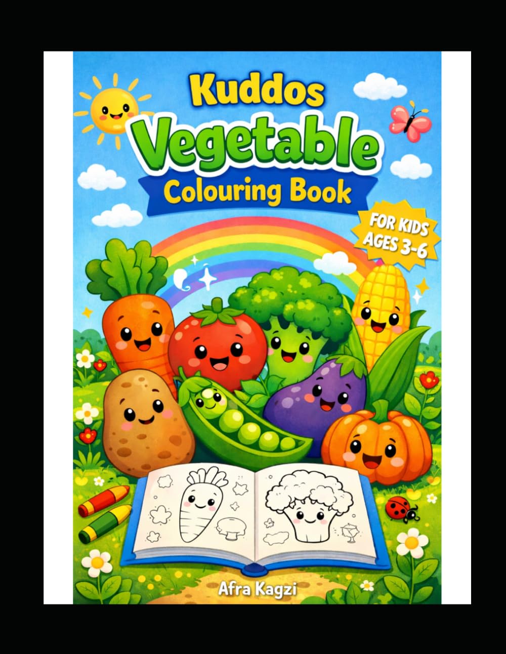 kuddos Vegetable Coloring Book for Kids Ages 3–6: Learn Healthy Foods, Improve Motor Skills & Creative Fun