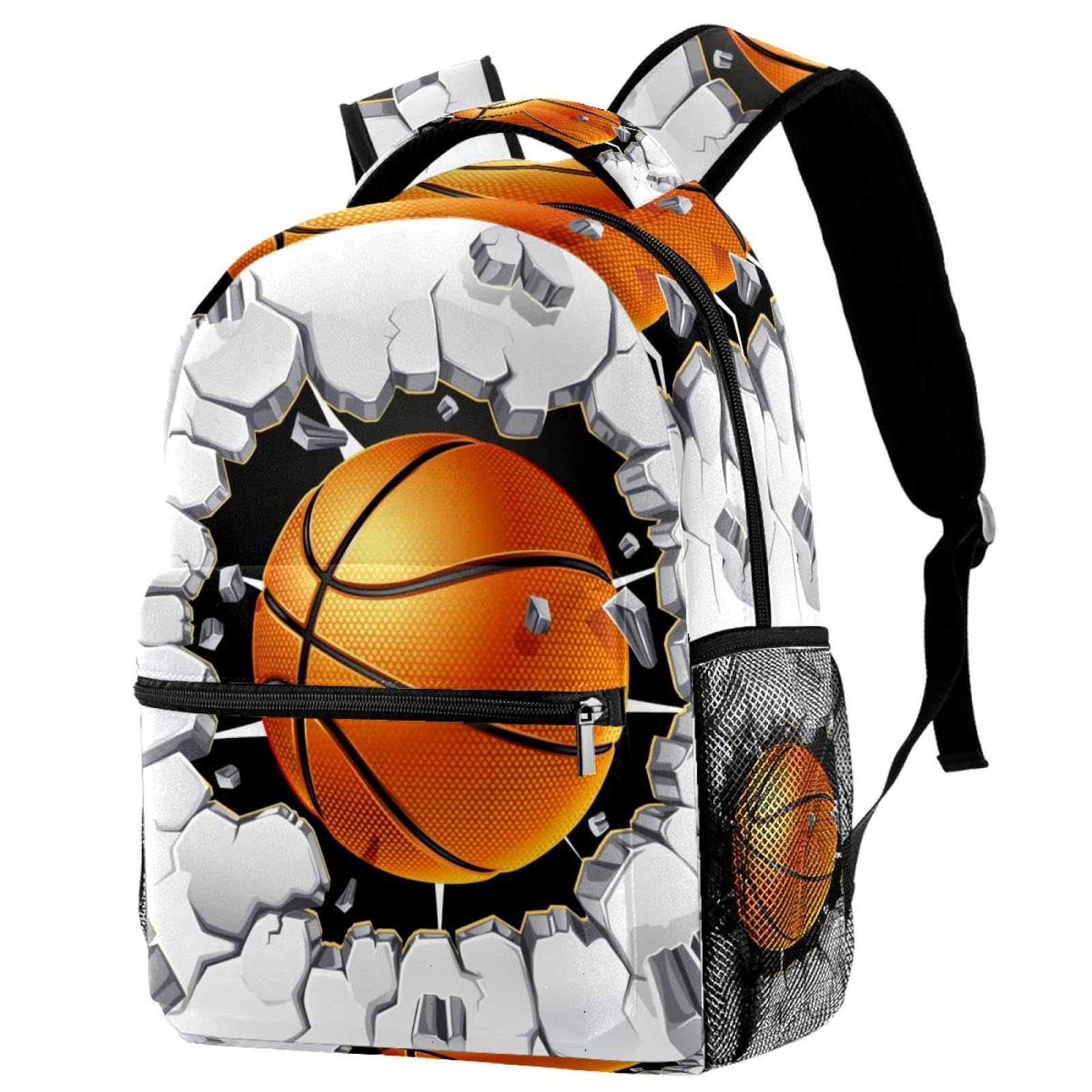 Sac à dos d'école multicolore fille garçon motif basket-ball - 7