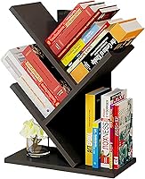 Godferyxin 3-Tier Tree Bookshelf - Stylish Wood Mini Bookcase for Desk, Office, Home Storage of Books, CDs, Magazines & Decor