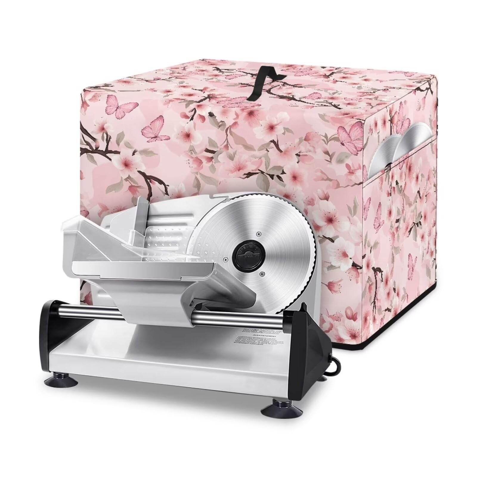Hudotybom Meat Slicer CoverButterfly Floral Food Slicer Cover with Storage Pockets and Top Handle Dustproof Kitchen Appliance Cover Easy to Clean KItchen Decorations