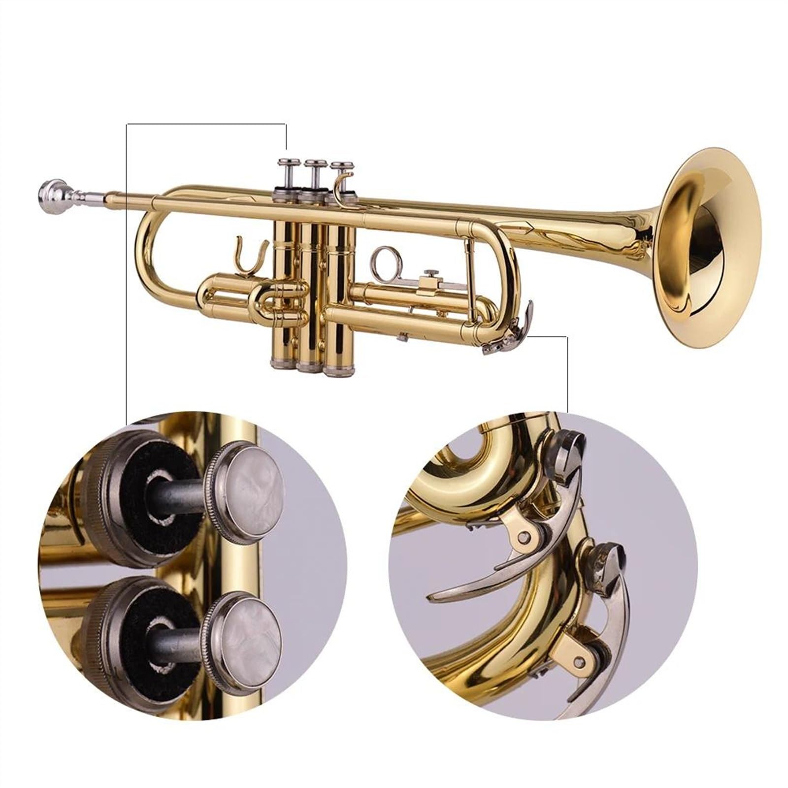 Standard Trompeten Standard-Bb-Messing-Trompete Tragetasche Handschuhe Stimmgerät Blasinstrument Professionelle Trompete Für Anfänger