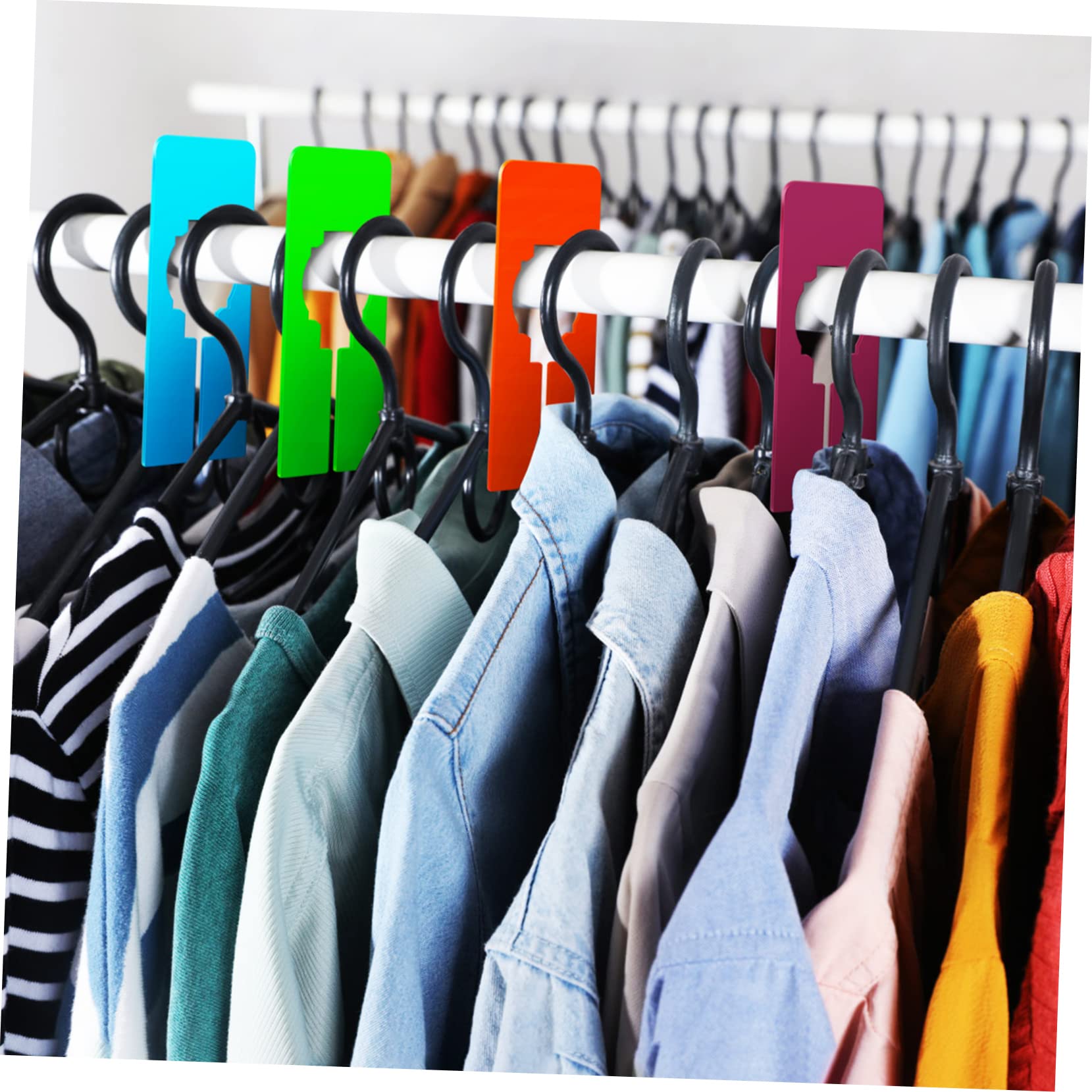 NUOBESTY 30 Pcs Reusable Clothes Dividers for Closet Storage Rectangular Plastic Closet Separators with Labels for Organizing Clothing Home and Retail Spaces