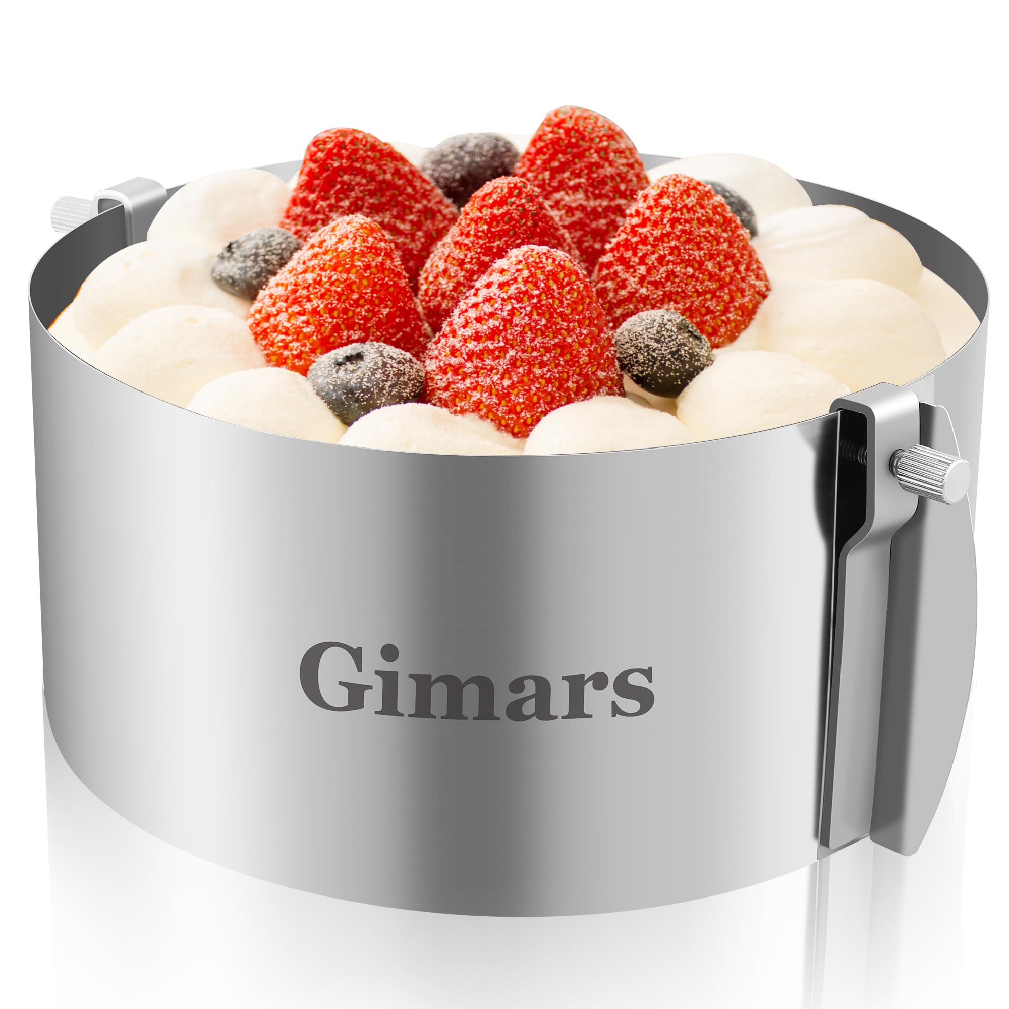 Gimars Cercle à Pâtisserie Réglable Ø 16-30cm Moule Gâteau Rond en Acier Inoxydable avec Échelle Extensible pour Dessert  Tarte  Mousse  etc