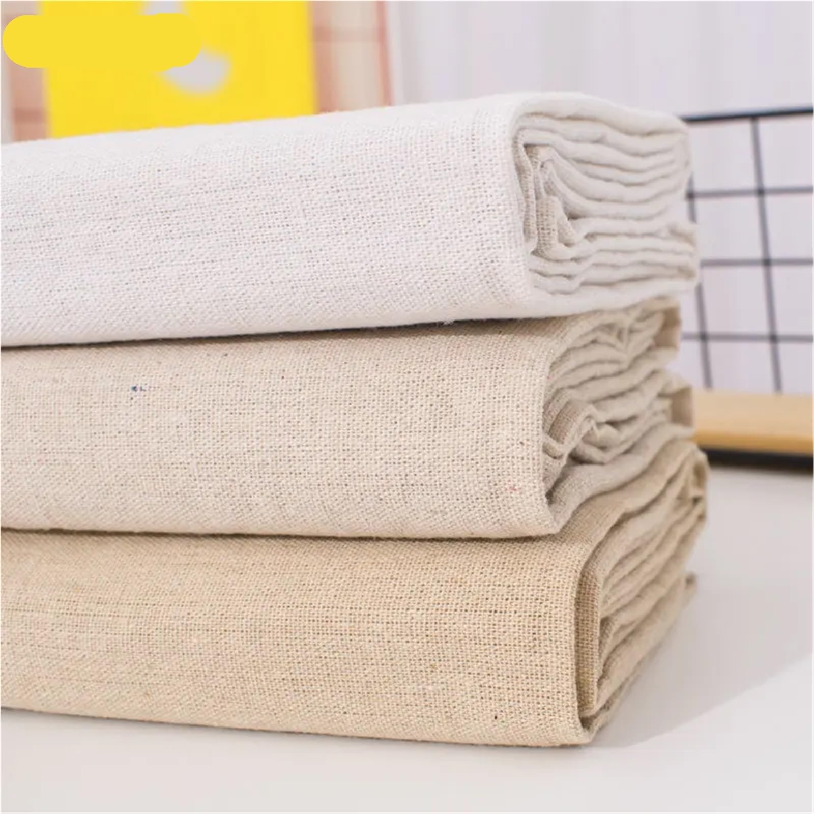 Tela de lino en rollo Tejido De Lino Y Algodón 0,5 M/1M/2M | For mesa, sofá, cortinas, decoración, material de costura DIY(1,200x150cm-pre cut)