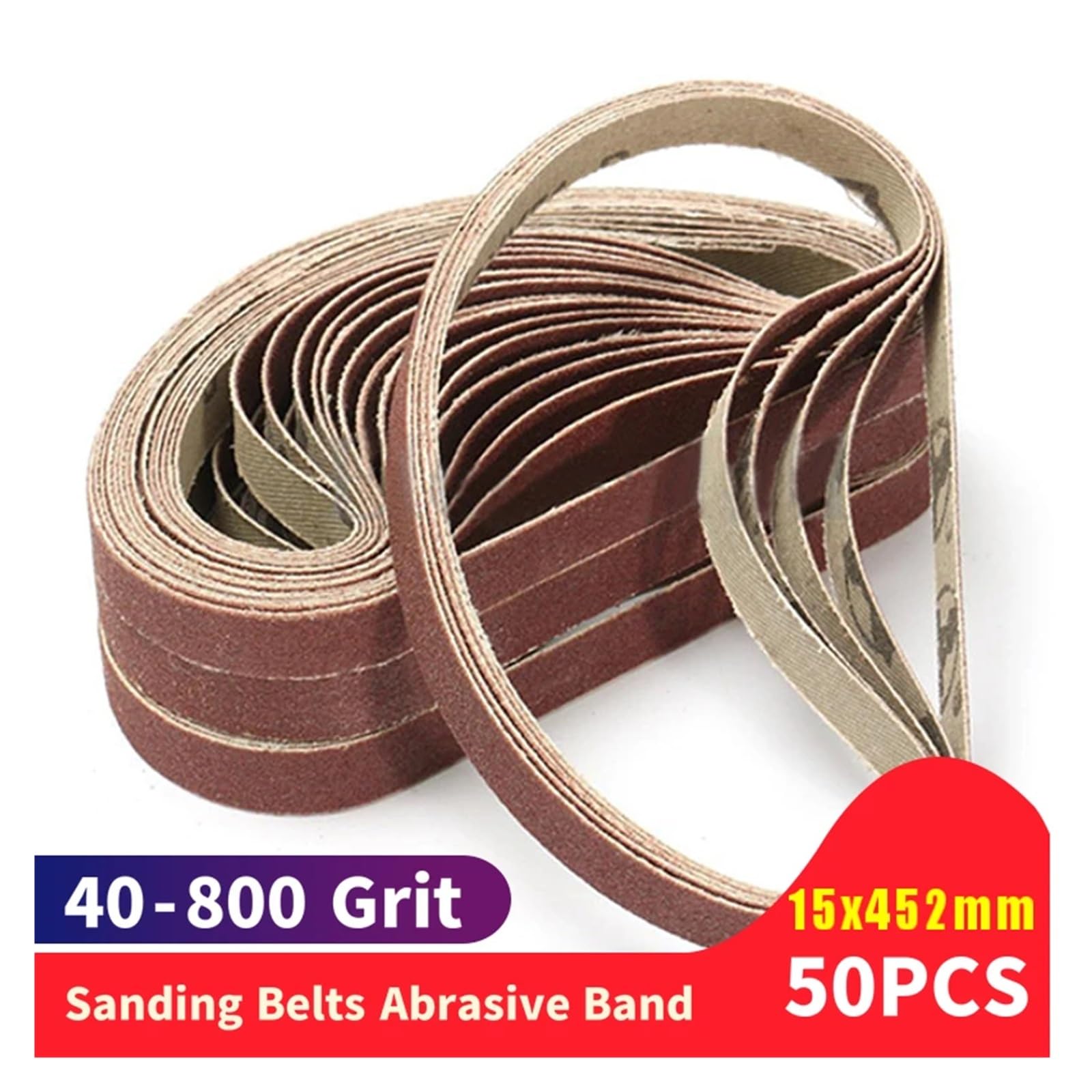 50 Sztuk 15 * 452MM Pasy Szlifierskie 40-800 Grits Papier Ścierny Opaski Ścierne Do Szlifierki Drewno Miękki Metal Szlifowanie Polerowanie(320)