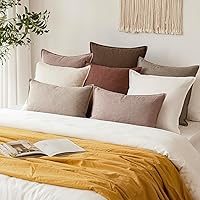 Vista 145 de Foindtower Paquete de 2 fundas de almohada decorativas de lino y liso, funda de cojín decorativa suave, estilo bohemio campestre para silla, sofá