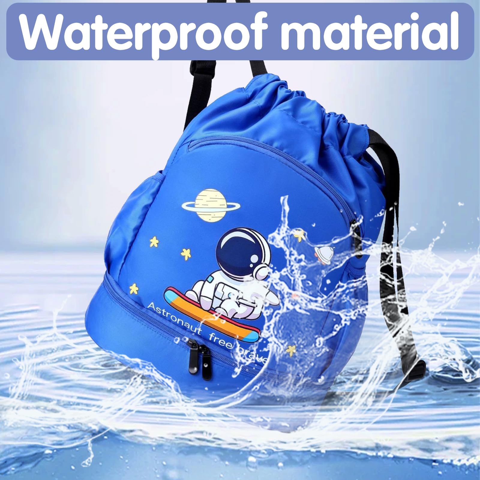 YOUYIKE Sac à dos de sport imperméable, Sac à dos nager Cordon pour Enfants, Sac de Sport pour fille Garçon, Large Bandoulière Sacs de Sport à Cordon Sac de Gym Avec Poche Intérieure