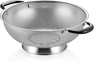 Premium Stainless Steel Noodle Strainer with Enhanced Grip