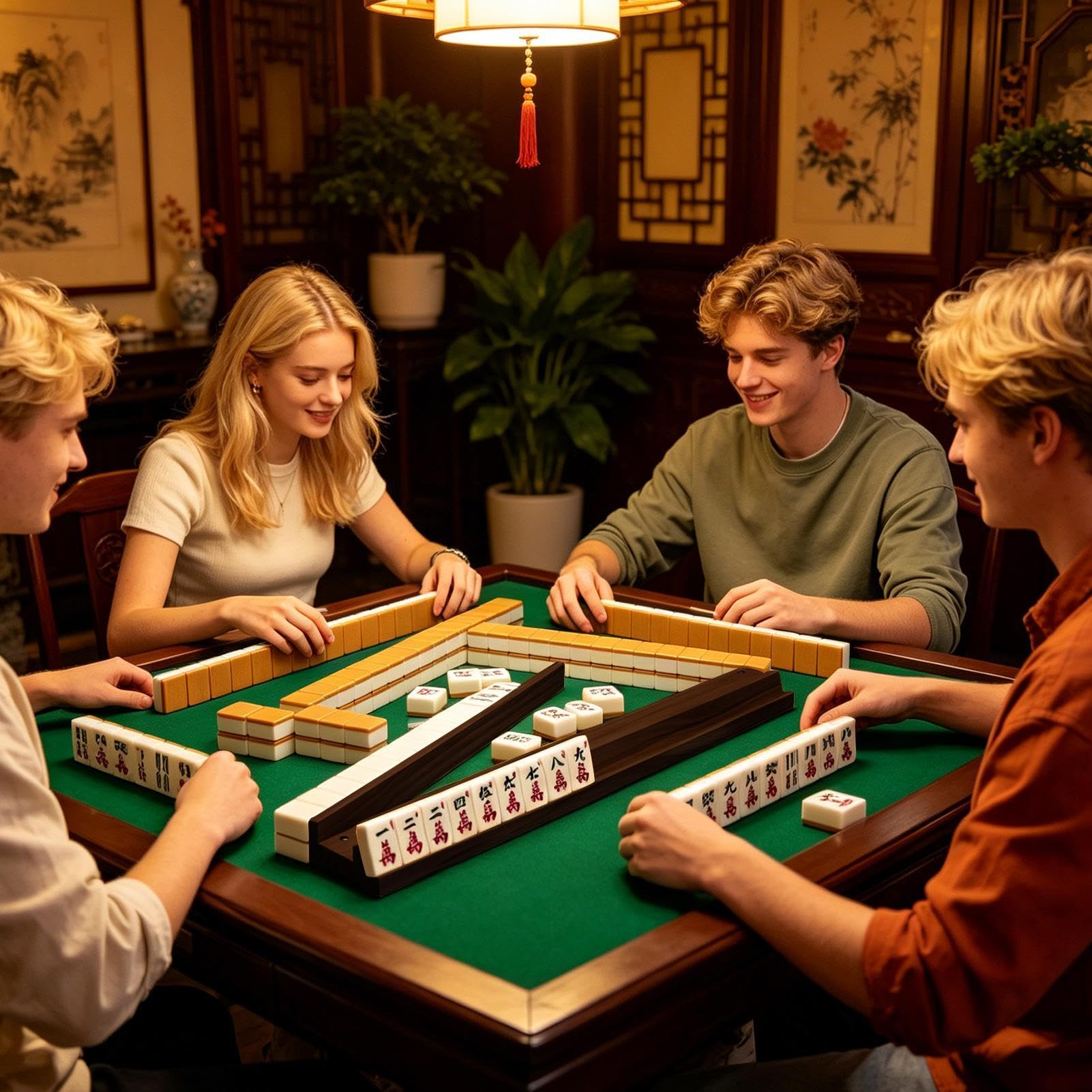 Generisch Mahjong z drewna, magnetyczne akcesoria do gier stołowych, mahjong z magnetycznymi suwakami, do domina, na imprezy, do domu, w podróży, w klubie, dla kobiet i mężczyzn
