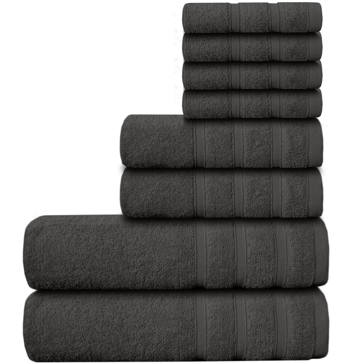 Casabella Luxury 100% Egyptian Cotton Towel Bale - 8 Pieces - 550 Gsm Xlarge Sizes_Grey_8 Pieces Set