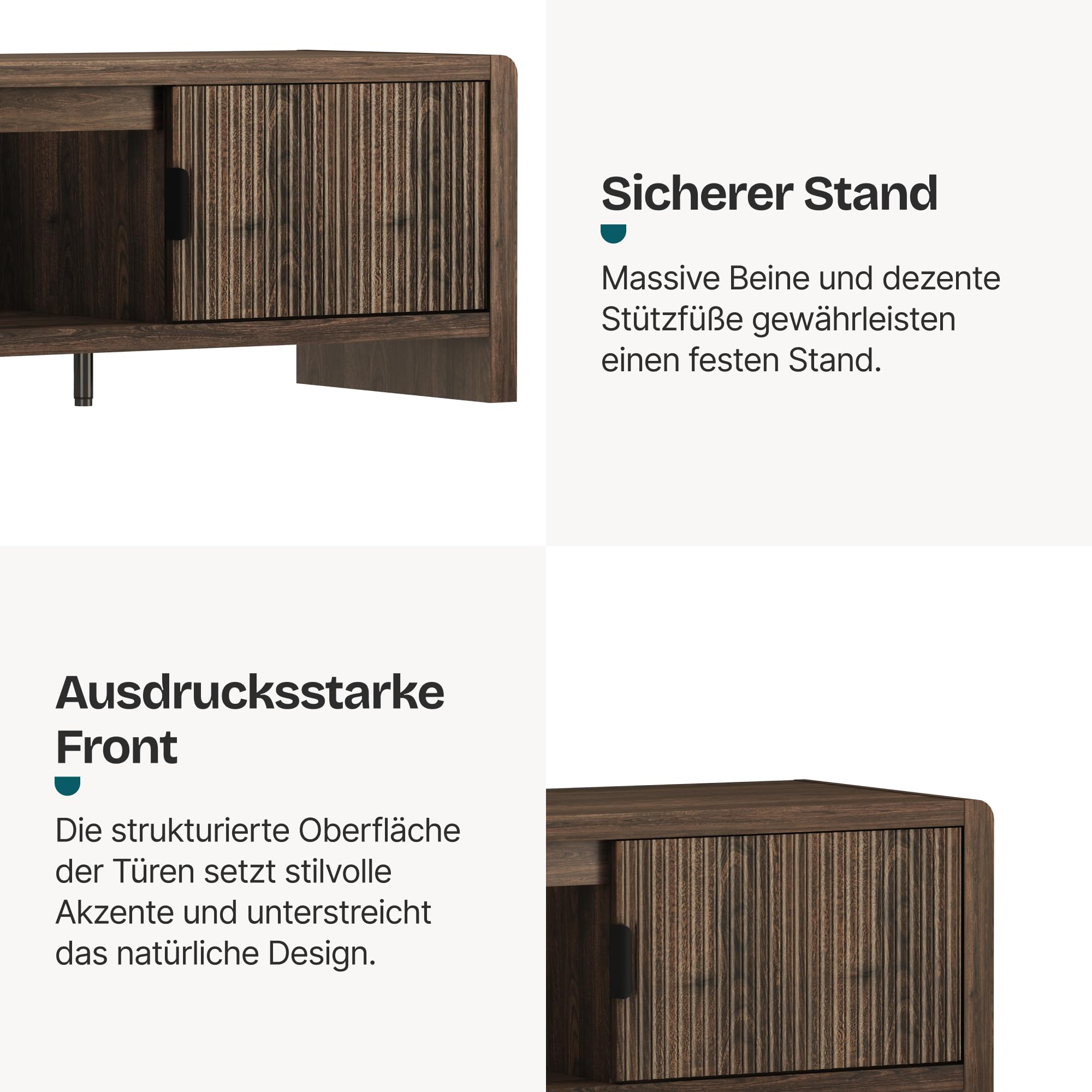[en.casa] TV Schrank Lukkodso Lowboard mit 2 Türen und 3 Fächern Fernsehschrank 150 x 40 x 40 cm TV Board TV Kommode Fernsehtisch Sideboard Walnussoptik