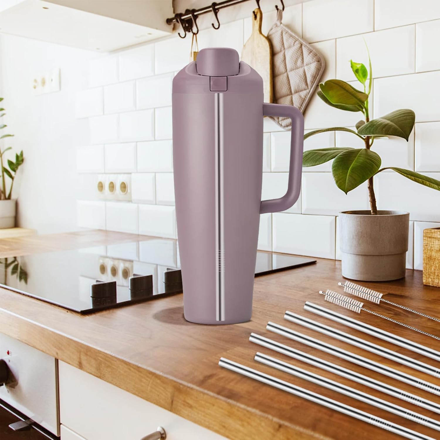 6Pcs Metal Straw Replacement Compatible With Owala FreeSip Tumbler 40oz, With 2 Straw Cleaner, Reusable Stainless Steel Straws for Owala - Image 6