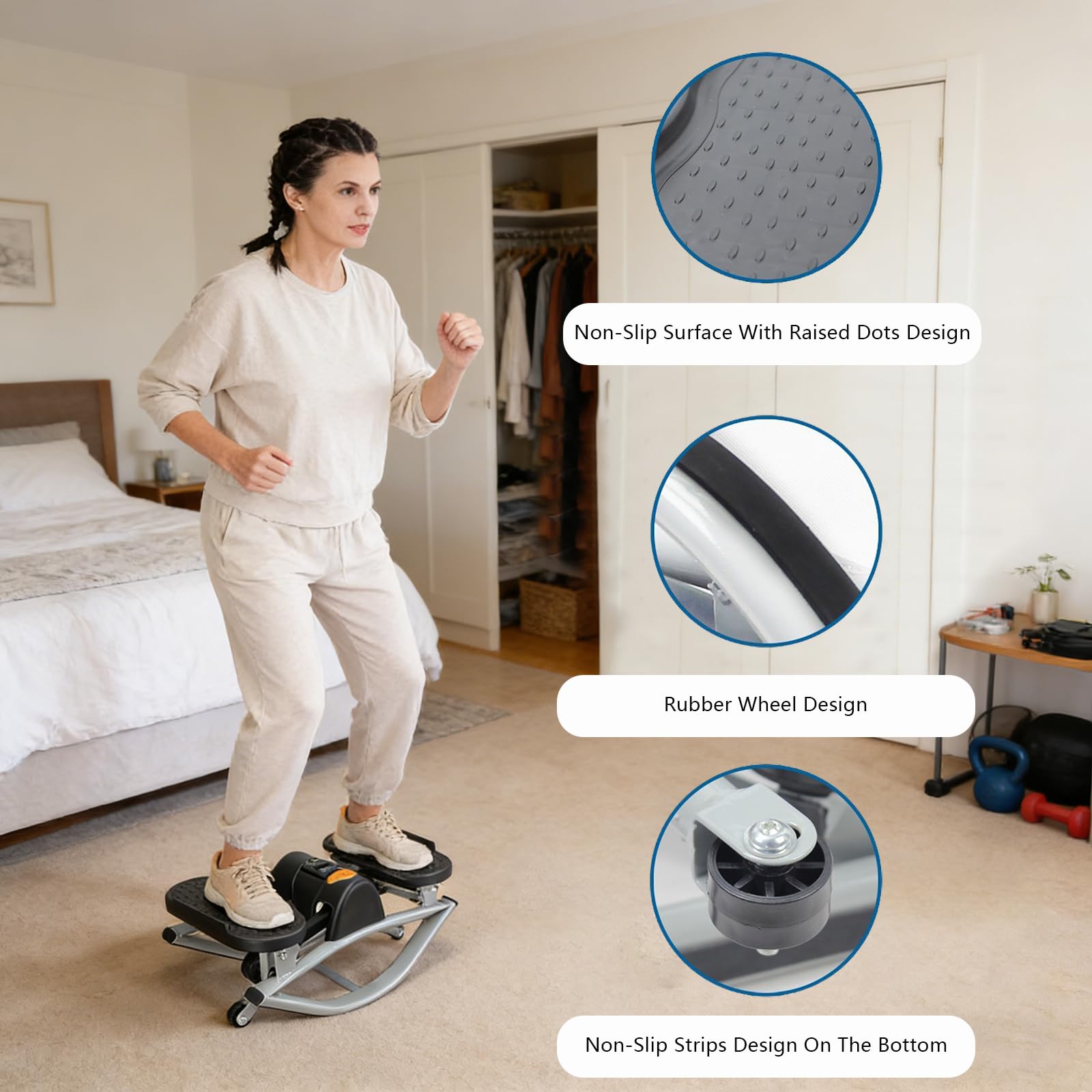 Stepper Fitness Casa Pedana Vibrante Dimagrante Altalena Laterale Con Display Digitale/fascia Di Resistenza, Adatta Per Il Fitness Domestico
