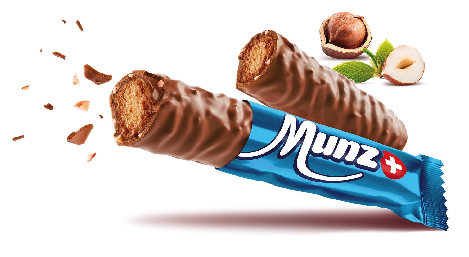Munz Schweizer Prügeli (Branches) | Milch | 2 x 33 Stück - 1,58 kg | 2 Displays mit jeweils 33 Schweizer Schokoladenriegeln, glutenfrei, Milchschokolade, einfach lecker