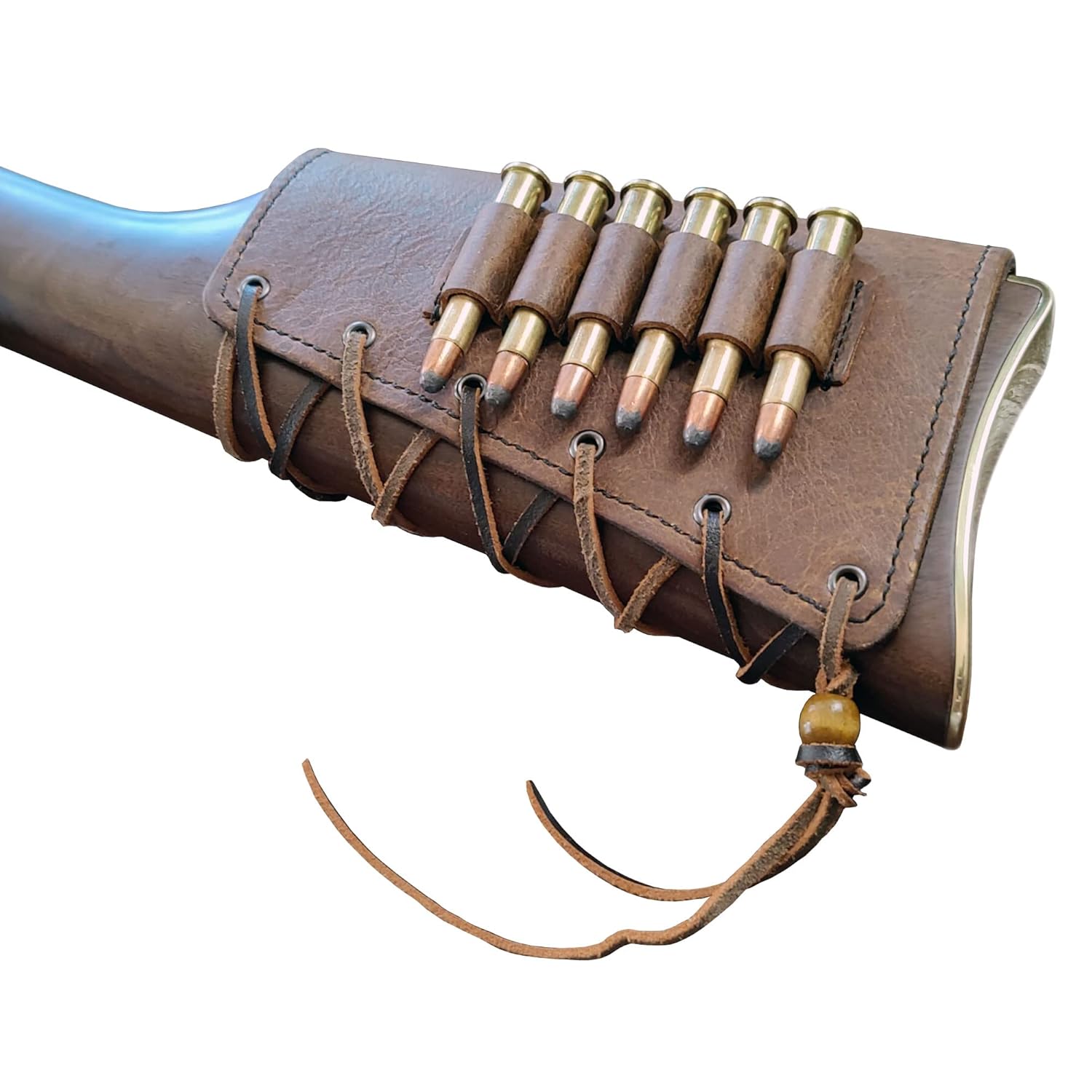 Rustic Leather Buttstock Cover with Cartridge Holders Ammo