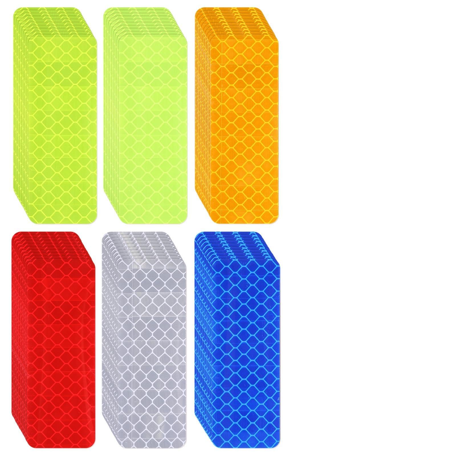 60 PCS Reflective Stickers High Visibility Reflective Tape Waterproof Bulk Safety Strips for Car Motorcycle Bike Trailer Helmet Mailbox Bag 3.14 × 1.18 Inch