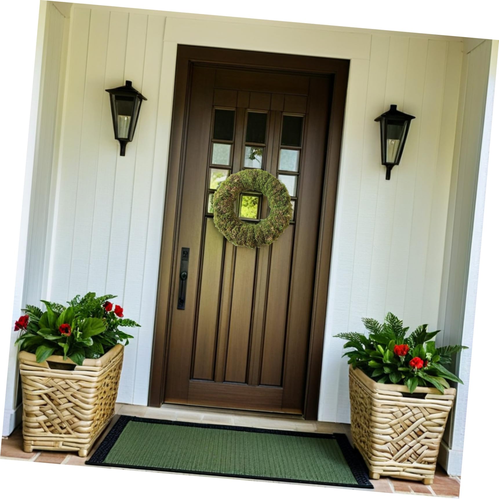 SHINEOFI Selbstgemacht Mooskranz 30cm Rund aus Naturmoos und Rattan Dekorativer Weihnachtskranz für Haus und Garten Selbstgemacht Kranzzubehör ohne Geruch Grüne Weihnachtsdekoration