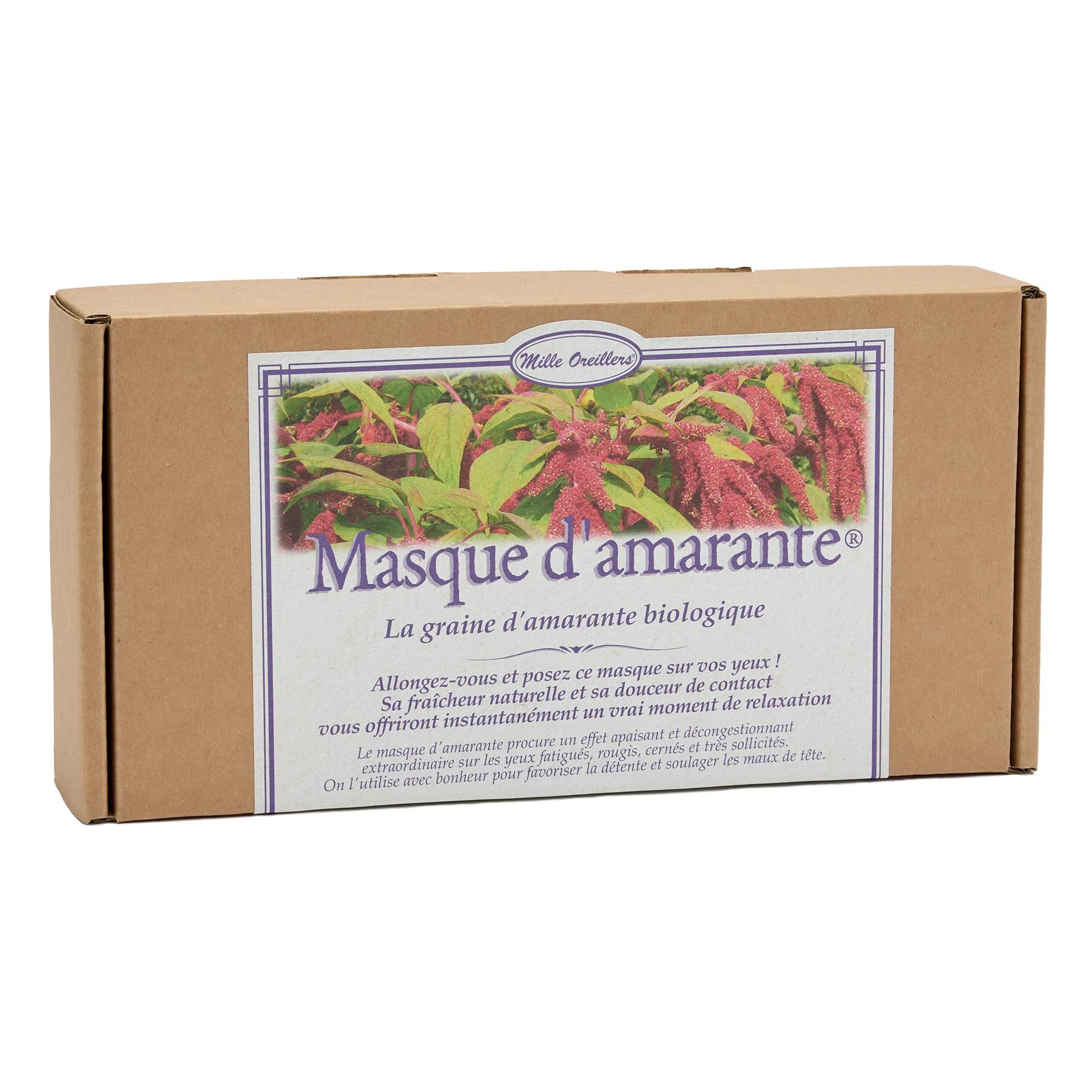 MILLE OREILLERS Masque d'Amarante ® bio - 10 x 20 cm - Décongestionnant pour les yeux