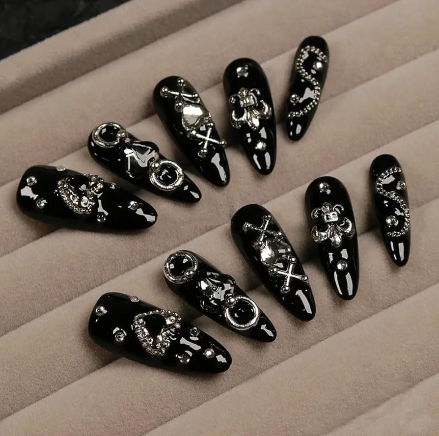 Amazon | ネイルチップ 黒 手作りネイルチップネイルチップ ネイル