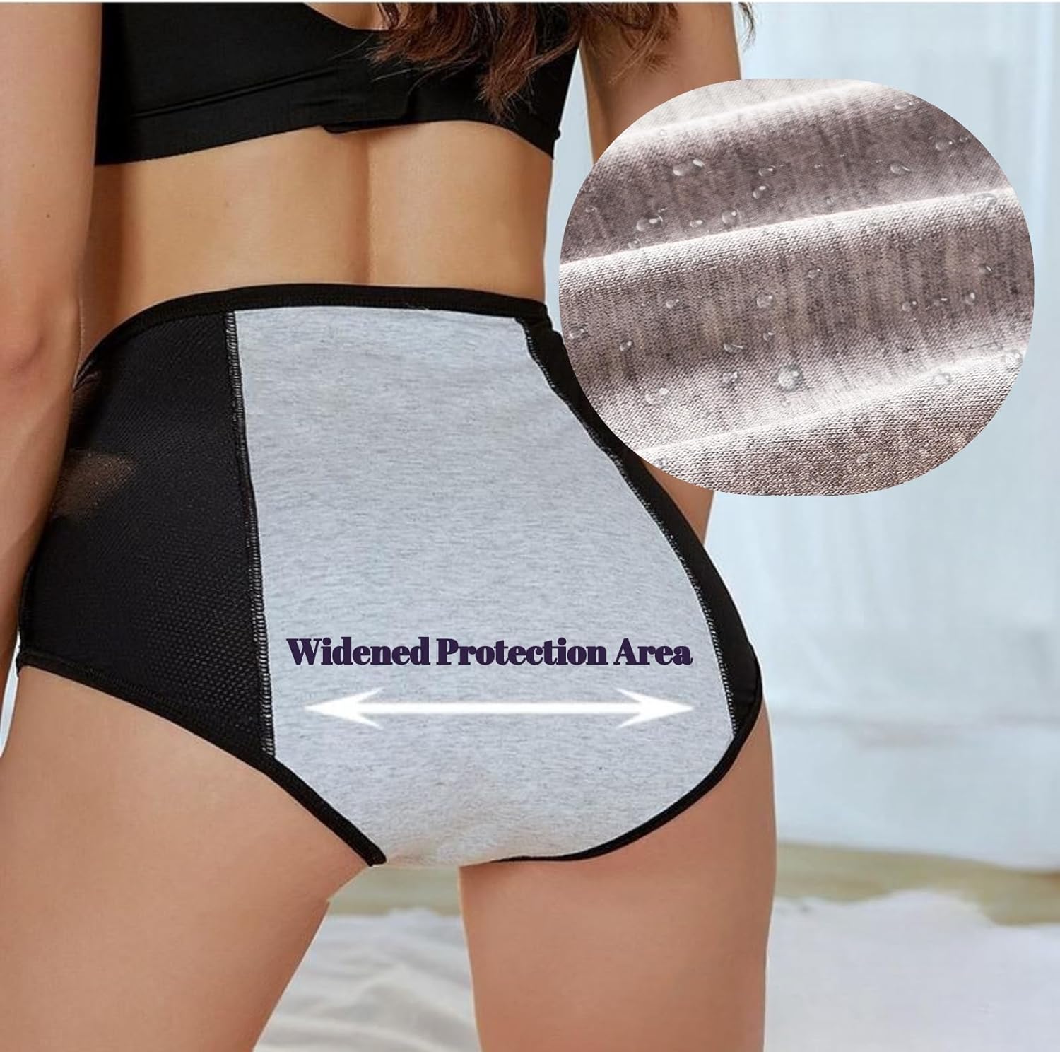 Washable Women's Incontinence Underwear 4 Colors, High Waist Panties, Leak Proof Adult Incontinence Protective Briefs with Breathable Mesh for Light Bladder Leakage (X-Large) - Image 5