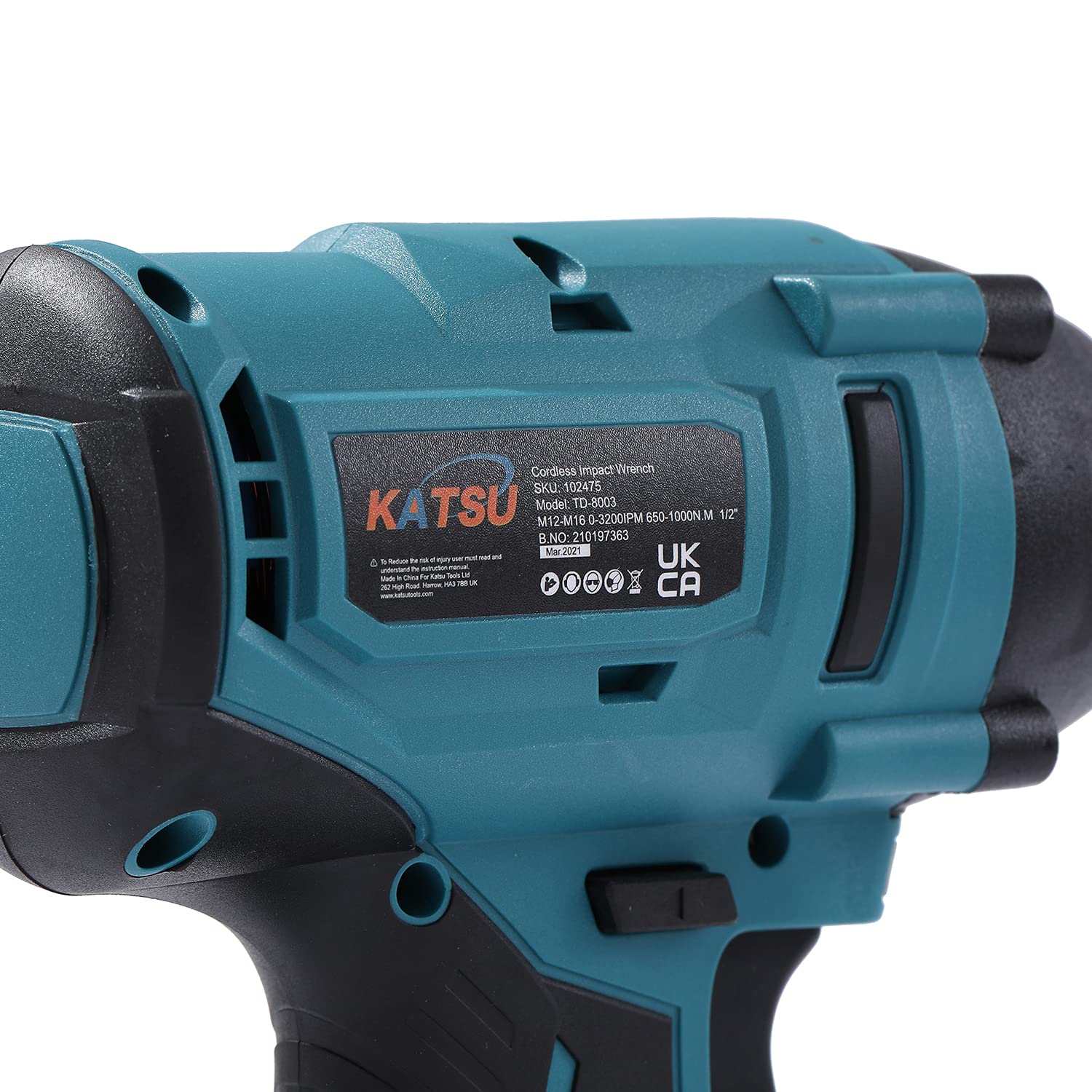 Clé à Chocs sans Fil Brushless 21V KATSU FIT-BAT, 1/2" 600Nm Super Torque Clé à Chocs Électrique sans Fil, Moteur sans Balais, Fréquence d'impact 3200IPM, sans Batterie ni Chargeur 102475