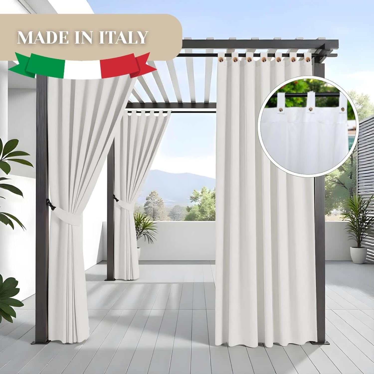 Tenda Gazebo Idrorepellente e Resistente, Tenda da Esterno per Gazebo, Dotata di Passanti con Chiusura a Bottone, 100% Made in Italy, Colore Bianco, Misure 260 Cm Altezza x 200 cm Larghezza