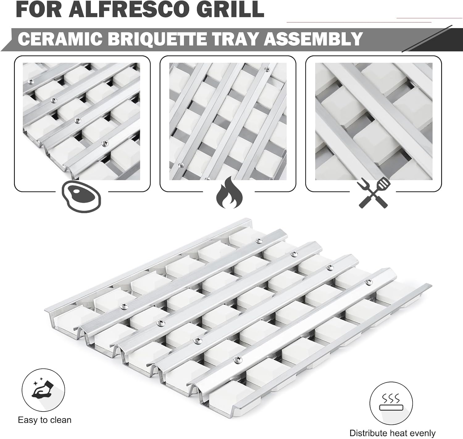 510-1024 Briquette Tray Replacement Parts for Alfresco 26” 36” Eagle Series Grill Replacement Parts AAEP26 AAEP36 ARTP36 Heat Plates Alfresco Grill Briquettes Parts Stainless Steel Heat Tents Tray