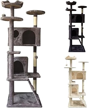 SG Traders Cat Tree Tower Cat Scratching Post Multi-level Stable Cactus Cat Tree Tall Cat Climbing Tower Multi Level Kitten Activity Centre Cat Condo Climbing Tree House Indoor Cats 138cm